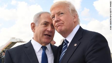 Netanyahu and Trump, pictured before the President's departure from Tel Aviv in May 2017. 