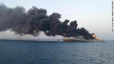 One of Iran's biggest navy ships sinks after catching fire