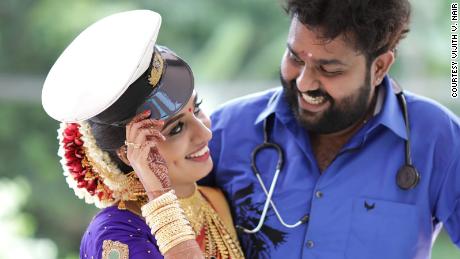 Vismaya Nair with her brother, Vijith Nair.