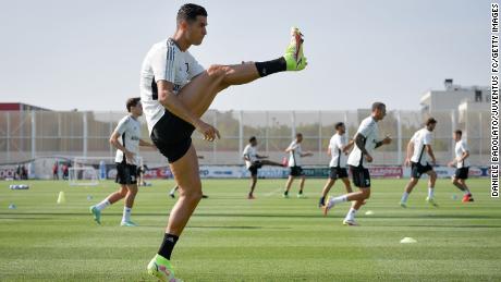 Ronaldo during a training session at JTC on August 12 in Turin.