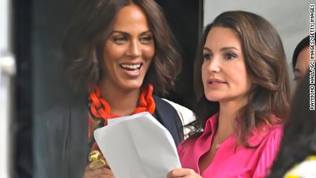 Nicole Ari Parker and Kristin Davis are seen on the set of the Sex and the City reboot -- &quot;And Just Like That&quot;--  recently in New York City.  