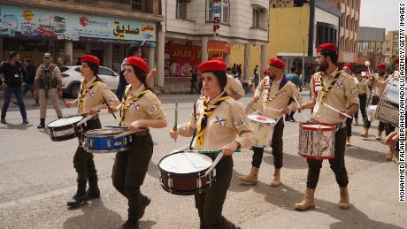 People attend Akitu festival celebrations in Duhok, Iraq on April 1. The Assyrian and Babylonian festival, celebrated in a period of thousands of years, symbolizes the arrival of the spring.