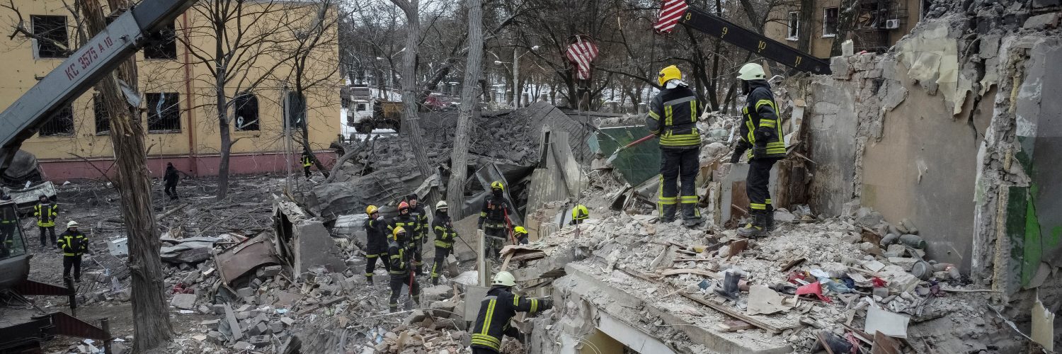 Rescue workers search for victims after Russian missile attack on Kramatorsk